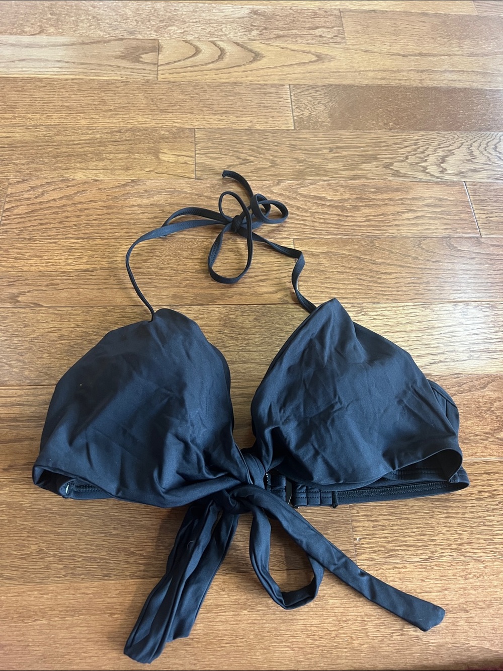 Carmen Marc Valvo Black Halter Swimwear tie around Top
